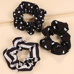 6pcs Polka Dot Scrunchie Hair Tie Stripe Heart Hair Rope Hair Accessories