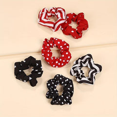 6pcs Polka Dot Scrunchie Hair Tie Stripe Heart Hair Rope Hair Accessories