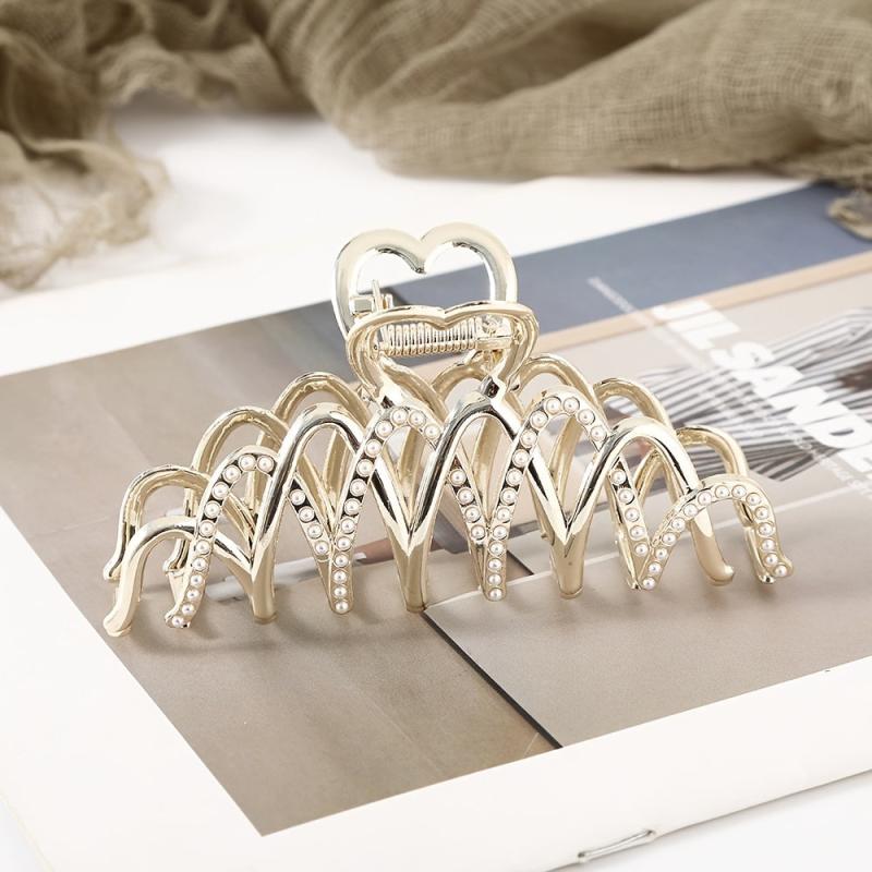 Faux Pearl Rhinestone Hair Claw Clips Strong Hold Grip Hair Jaw Clip
