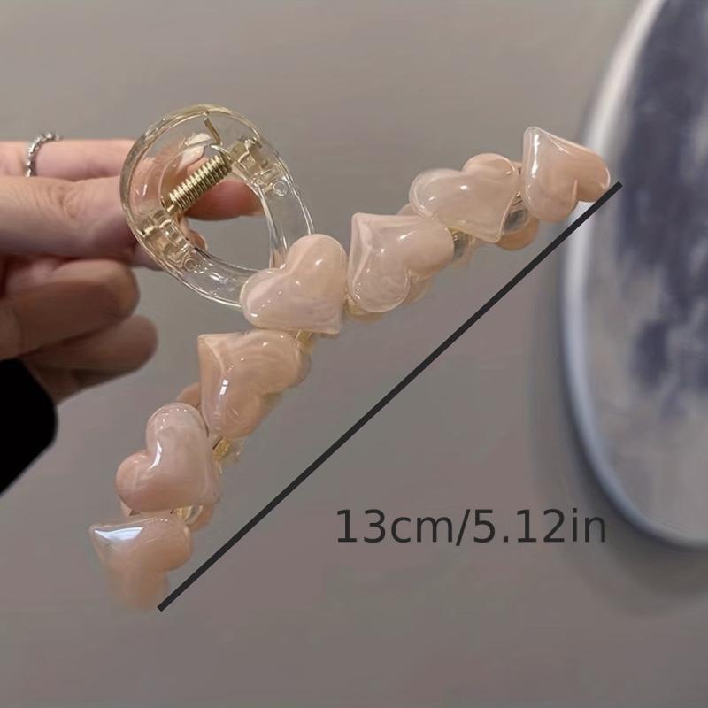 Sweet Jelly Hair Claw Heart Shaped Resin Hair Claw Nonslip Shark Claw Hair Clip