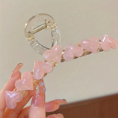 Sweet Jelly Hair Claw Heart Shaped Resin Hair Claw Nonslip Shark Claw Hair Clip