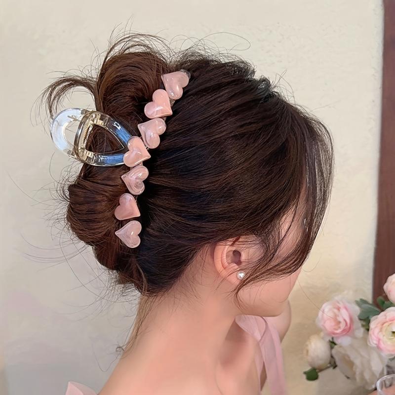 Sweet Jelly Hair Claw Heart Shaped Resin Hair Claw Nonslip Shark Claw Hair Clip