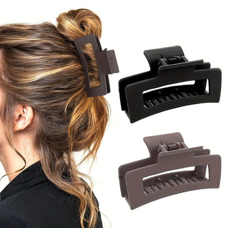 2pcs Hollow Solid Hair Claw Nonslip Ponytail Holder Women Girls Hair Clip