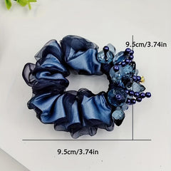 Crystal Beaded Scrunchies Organza Hair Tie Hair Accessories