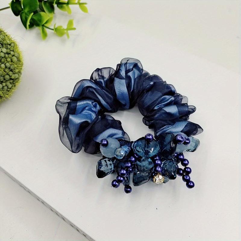 Crystal Beaded Scrunchies Organza Hair Tie Hair Accessories