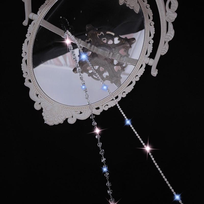 Rhinestone Chain Tassel Hair Clips Headband for Women