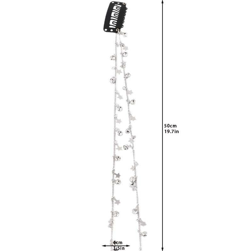 Rhinestone Chain Tassel Hair Clips Headband for Women