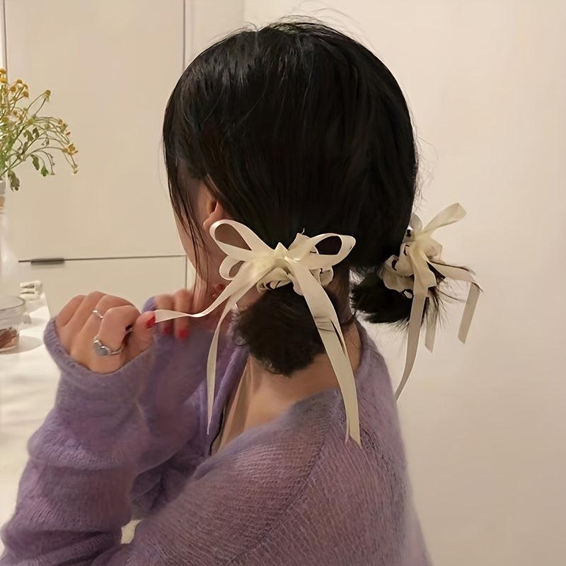 2pcs Bowknot Hair Tie Ribbon Style Hair Accessories