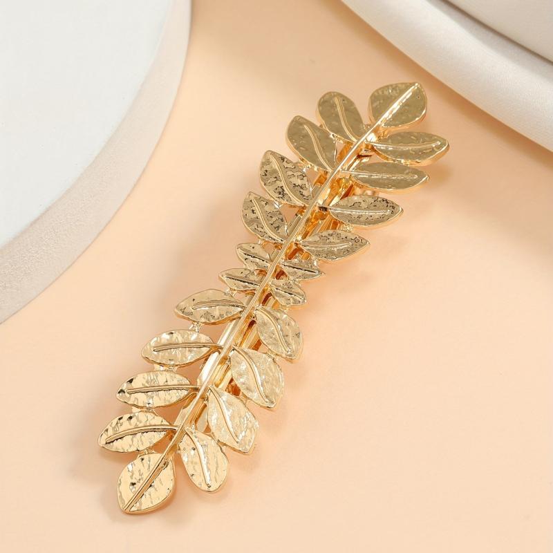Metal Hair Clip Leaves Shape Side Clip Non slip French Barrette