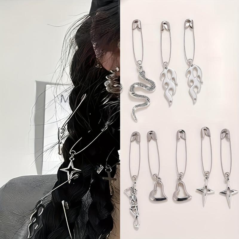 Gothic Style Hair Pin Snake Skull Shape Silvery Pin Halloween Hair Accessories