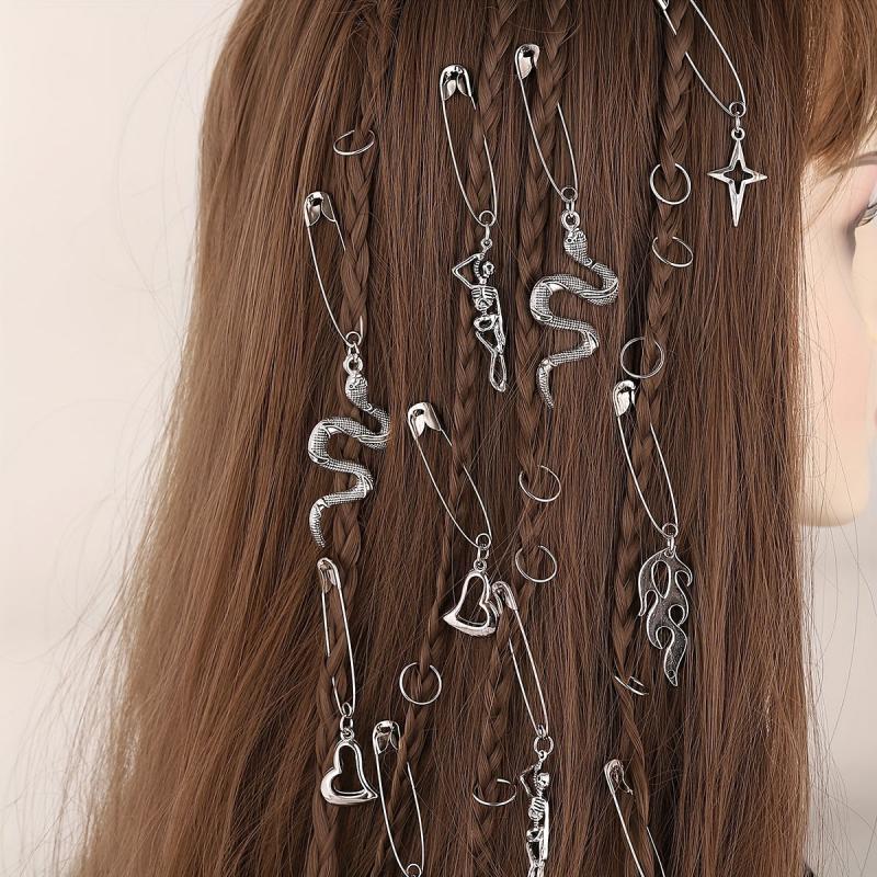 Gothic Style Hair Pin Snake Skull Shape Silvery Pin Halloween Hair Accessories