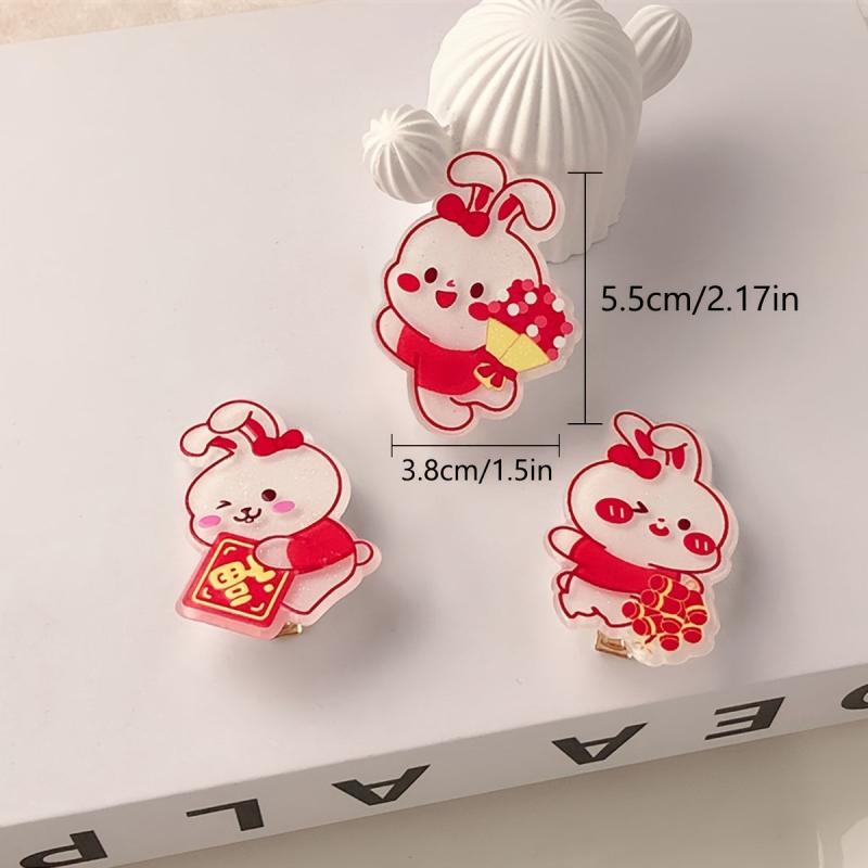 Rabbit Hair Clip Lucky Bunny Barrette Red Hair Accessory