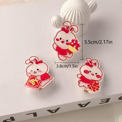 Rabbit Hair Clip Lucky Bunny Barrette Red Hair Accessory
