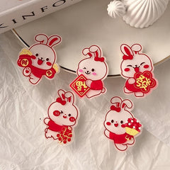 Rabbit Hair Clip Lucky Bunny Barrette Red Hair Accessory