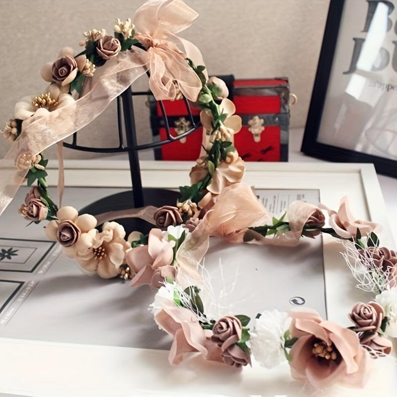 Adjustable Flower Head Hoop Wedding Wreath Bridal Headdress Tiara