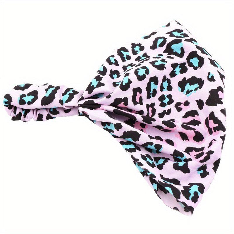 Leopard Pattern Head Band Wide Brimmed Head Hoop Stretchy Headdress