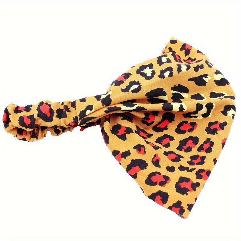 Leopard Pattern Head Band Wide Brimmed Head Hoop Stretchy Headdress