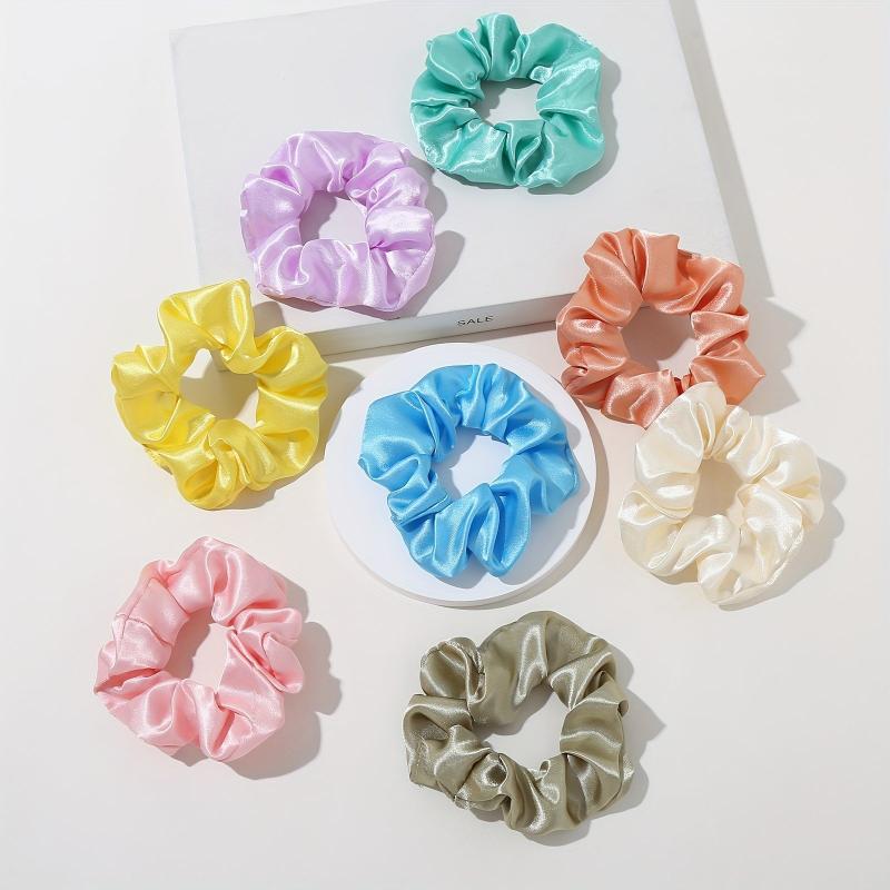 16pcs Minimalist Solid Silk Hair Tie Ponytail Maker Gift