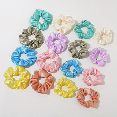 16pcs Minimalist Solid Silk Hair Tie Ponytail Maker Gift