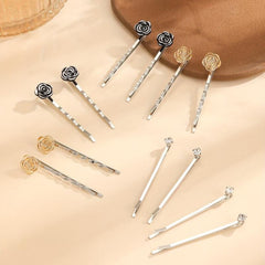 12pcs Rose & Rhinestone Decor Hair Clip Bobby Pin Non Slip Hair Accessory
