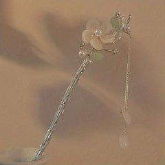 Orchid Flower Hair Pin With Tassel Hair Stick