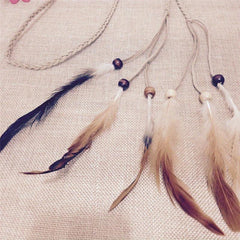 Faux Feather Hair Rope Headband Boho Style Hair Accessories