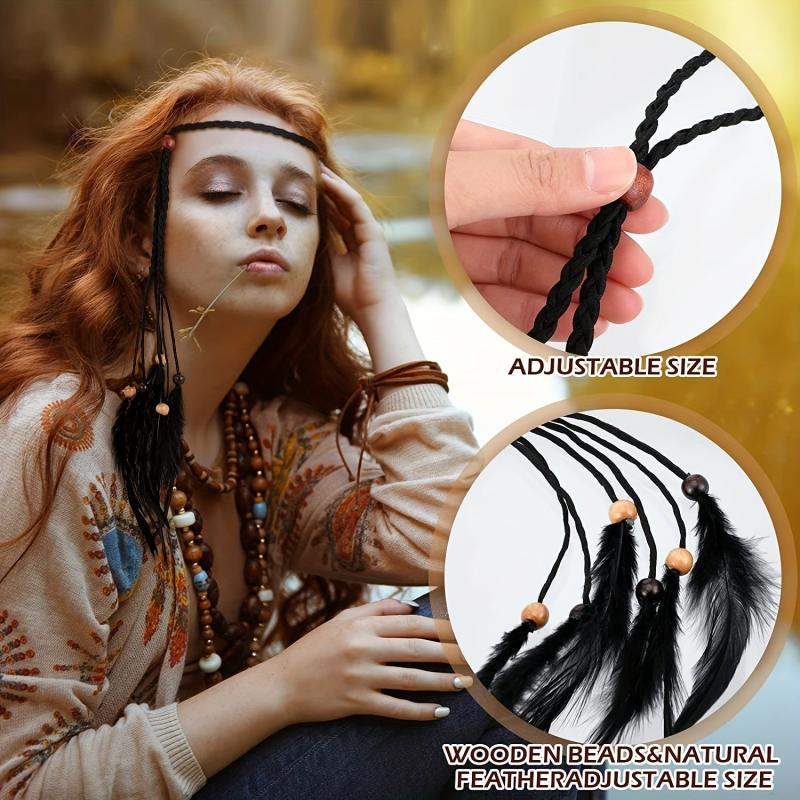 Faux Feather Hair Rope Headband Boho Style Hair Accessories