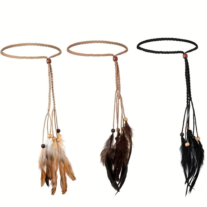 Faux Feather Hair Rope Headband Boho Style Hair Accessories