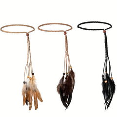 Faux Feather Hair Rope Headband Boho Style Hair Accessories