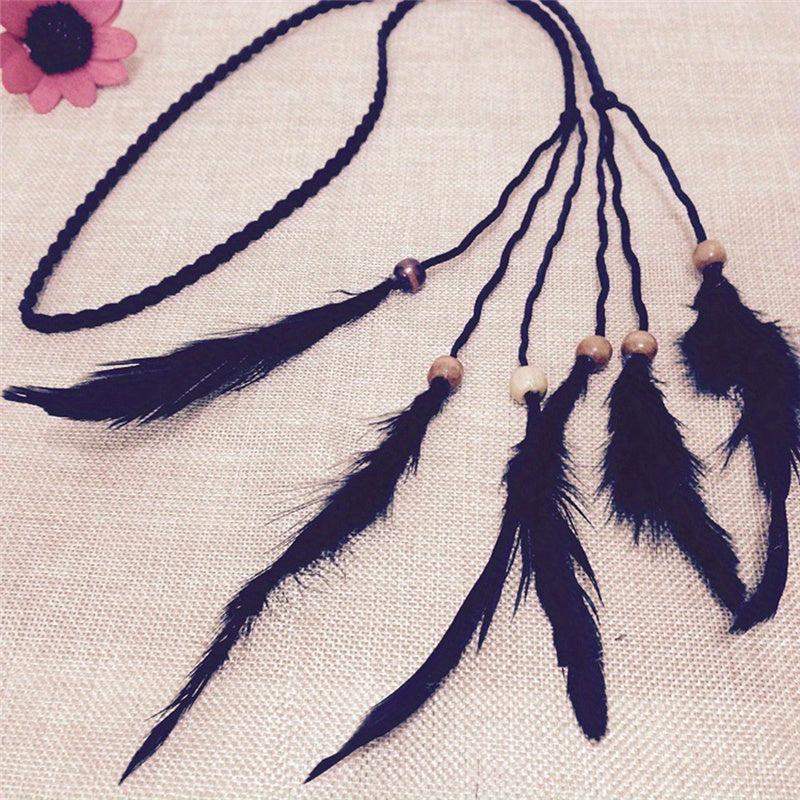 Faux Feather Hair Rope Headband Boho Style Hair Accessories