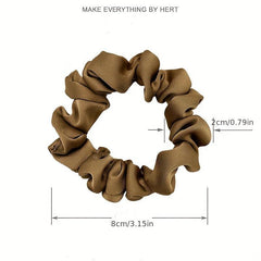 Vintage Wide Satin Scrunchie Hair Tie Head Rope High Ponytail Leather Band