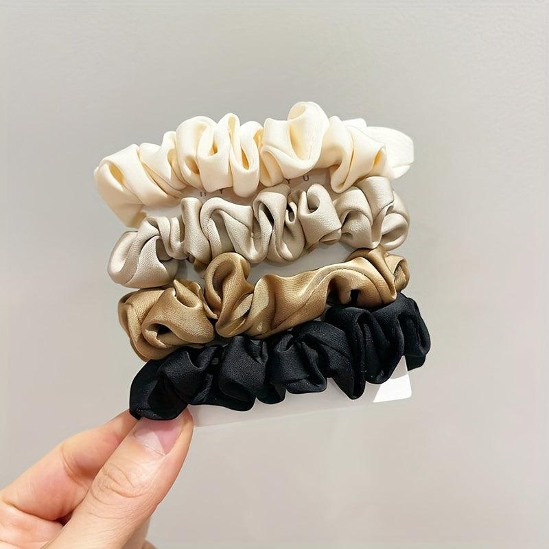 Vintage Wide Satin Scrunchie Hair Tie Head Rope High Ponytail Leather Band