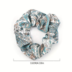 Boho Style Large Scrunchie Hair Tie Waist Fruit Flower Print Headwear