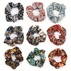 Boho Style Large Scrunchie Hair Tie Waist Fruit Flower Print Headwear