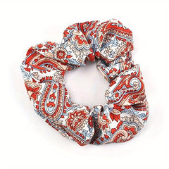 Boho Style Large Scrunchie Hair Tie Waist Fruit Flower Print Headwear
