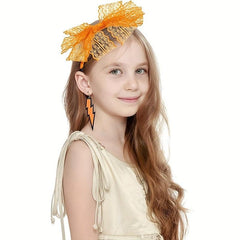 Lace Headband Earrings Fishnet Stocking Set for Party