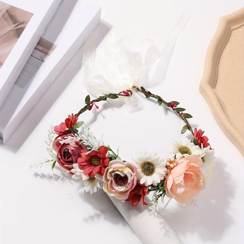 Boho Flower Leaf Berry Wreath Headband for Wedding Travel Costume