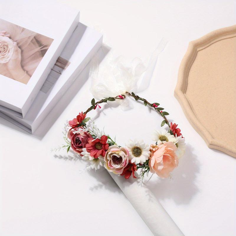 Boho Flower Leaf Berry Wreath Headband for Wedding Travel Costume