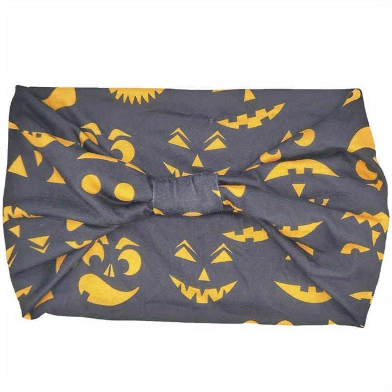 Pumpkin Horror Face Headband Stretchy Sports Hair Band