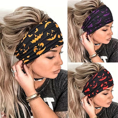 Pumpkin Horror Face Headband Stretchy Sports Hair Band
