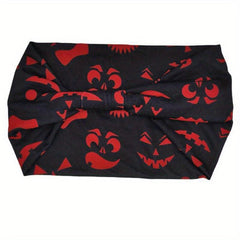 Pumpkin Horror Face Headband Stretchy Sports Hair Band