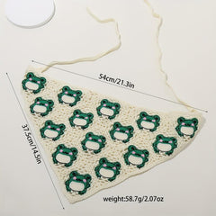 Frog Pattern Hollow Crochet Triangle Scarf Headband Hair Accessories