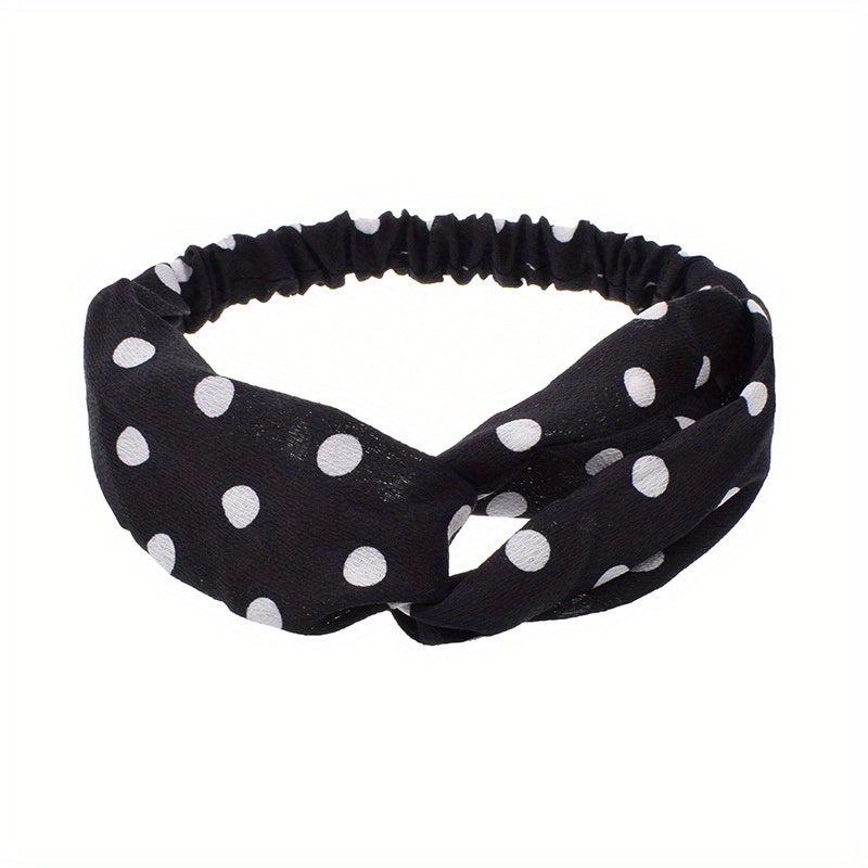 Polka Dotted Twisted Fabric Elastic Headband Soft Hair Band