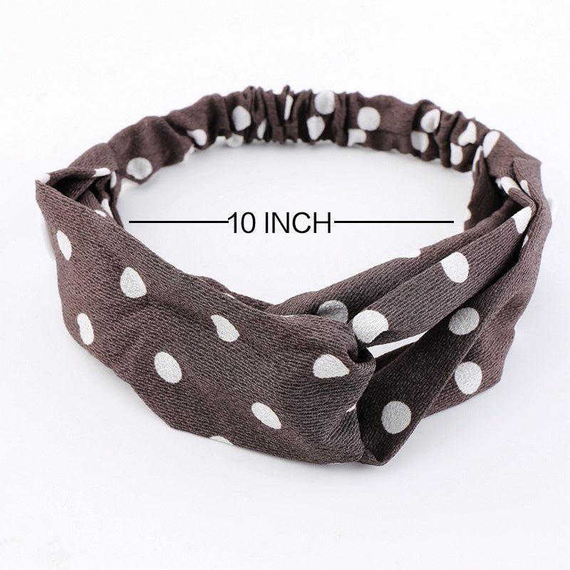 Polka Dotted Twisted Fabric Elastic Headband Soft Hair Band