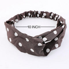 Polka Dotted Twisted Fabric Elastic Headband Soft Hair Band