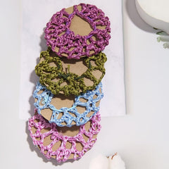 Crochet Hair Bun Cover With Rhinestones Solid Head Bun Net Hair Accessories