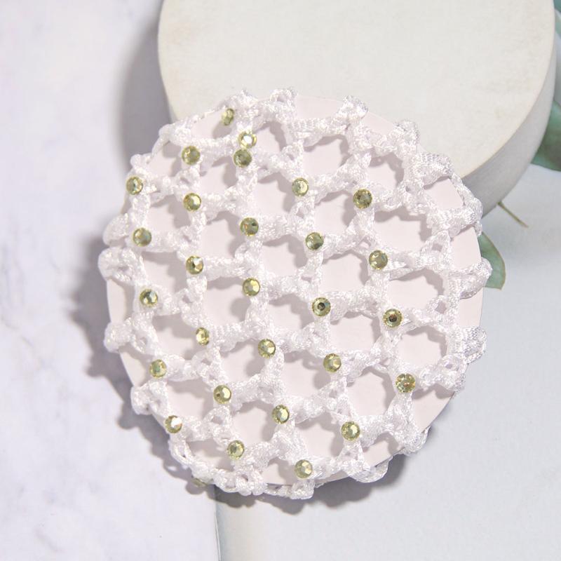 Crochet Hair Bun Cover With Rhinestones Solid Head Bun Net Hair Accessories