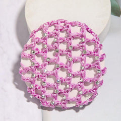 Crochet Hair Bun Cover With Rhinestones Solid Head Bun Net Hair Accessories