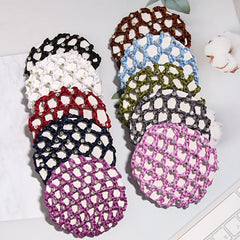Crochet Hair Bun Cover With Rhinestones Solid Head Bun Net Hair Accessories