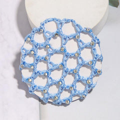 Crochet Hair Bun Cover With Rhinestones Solid Head Bun Net Hair Accessories